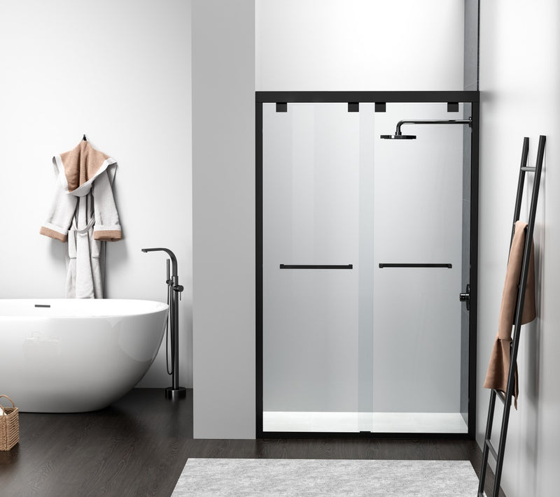 Elegant Lighting SD303-4876MBK Shower Door, Clear
