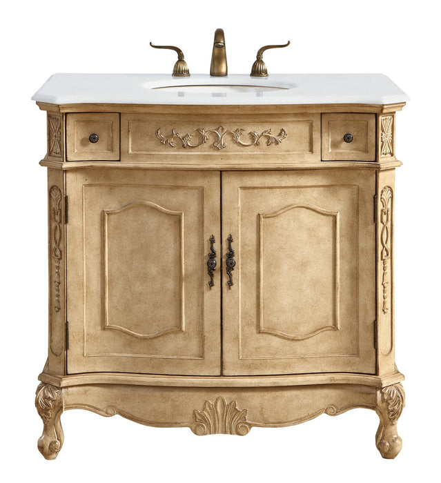 Elegant Lighting VF10136AB-VW Single Bathroom Vanity, Antique beige
