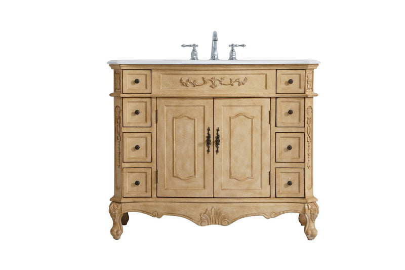 Elegant Lighting VF10142AB-VW Single Bathroom Vanity, Antique beige