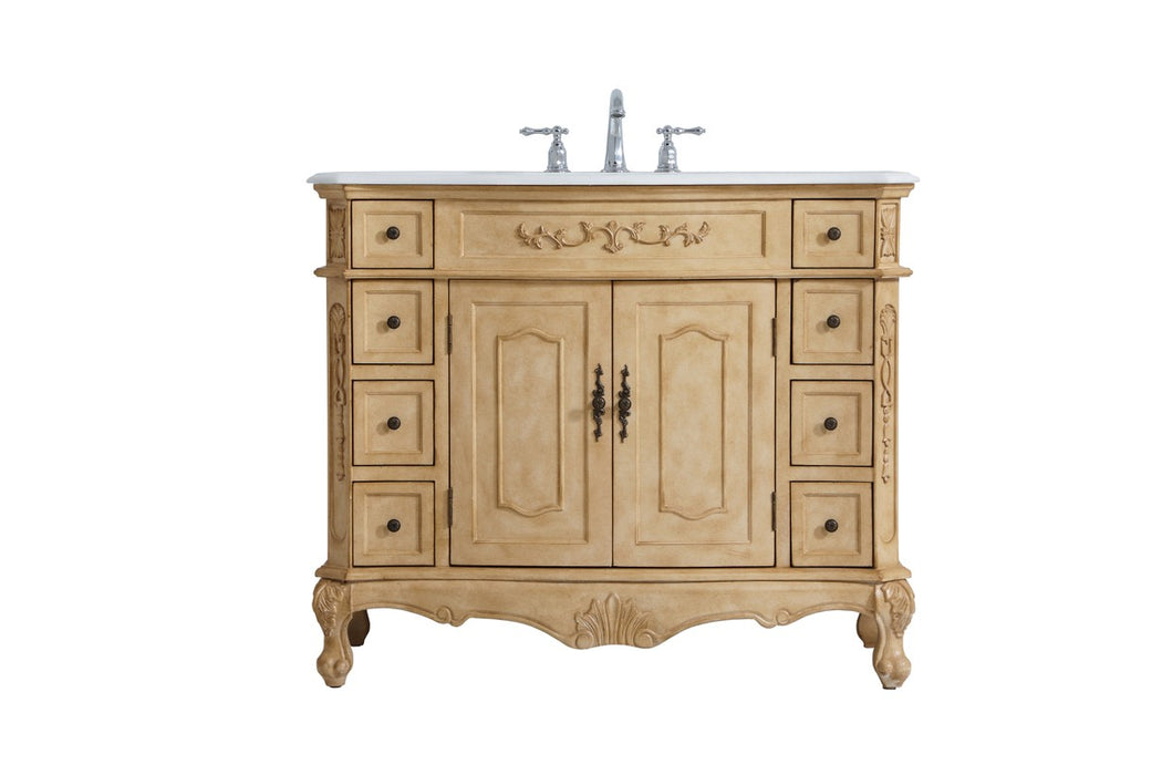 Elegant Lighting VF10142AB-VW Single Bathroom Vanity, Antique beige