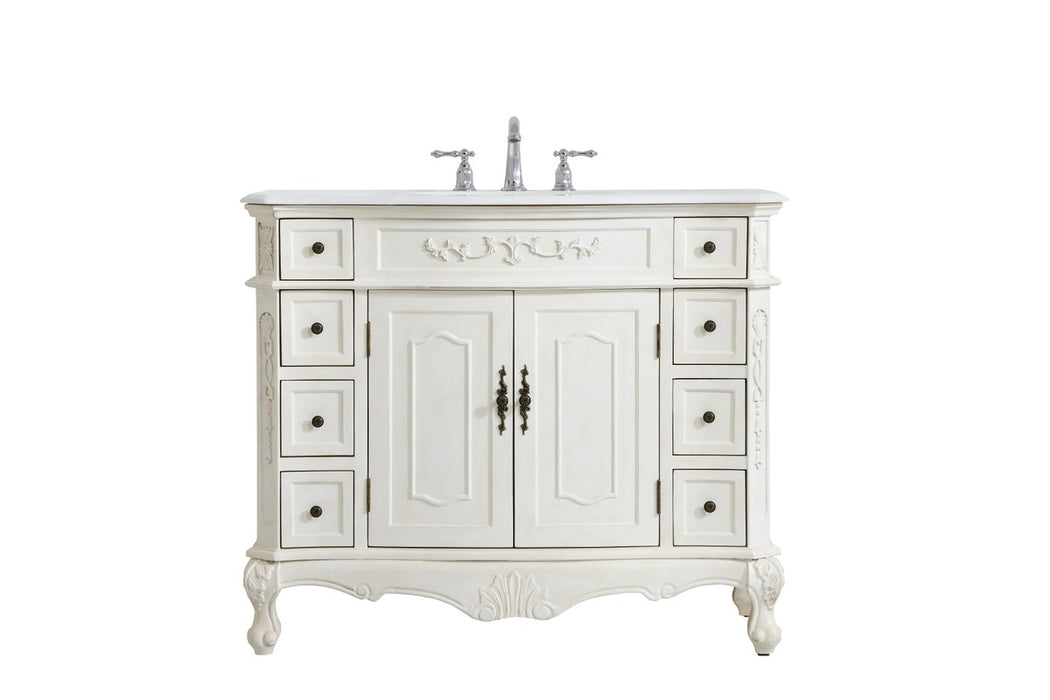 Elegant Lighting VF10142AW-VW Single Bathroom Vanity, Antique white