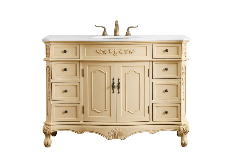 Elegant Lighting VF10148LT-VW Single Bathroom Vanity, Light antique beige
