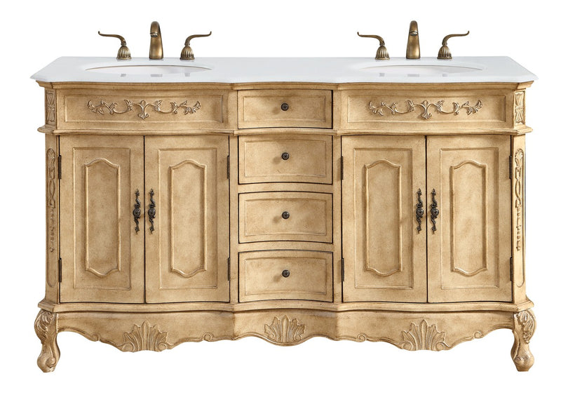 Elegant Lighting VF10160DAB-VW Double Bathroom Vanity, Antique beige