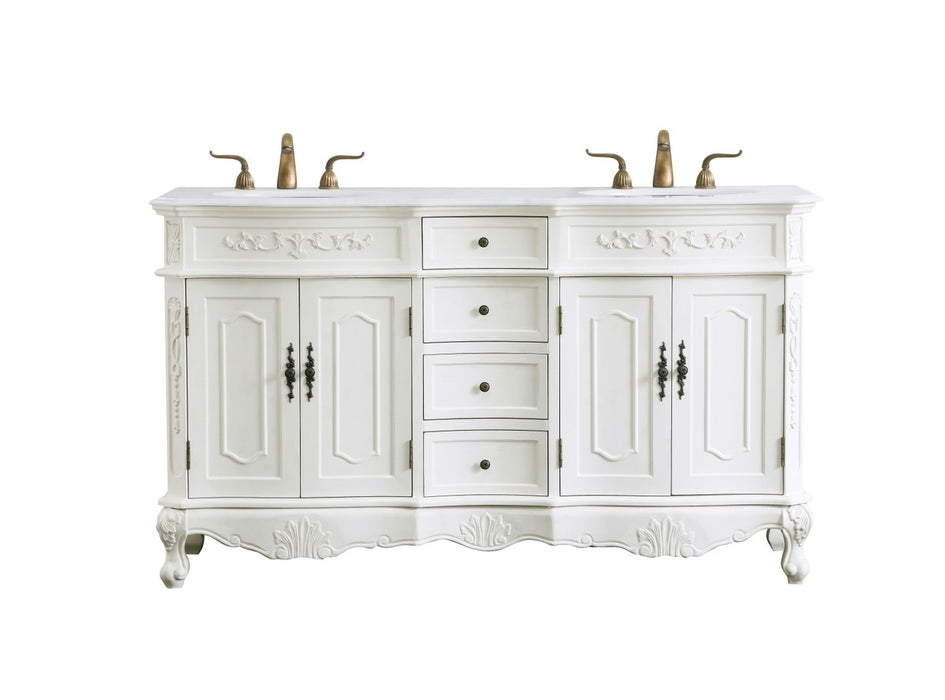 Elegant Lighting VF10160DAW-VW Double Bathroom Vanity, Antique white