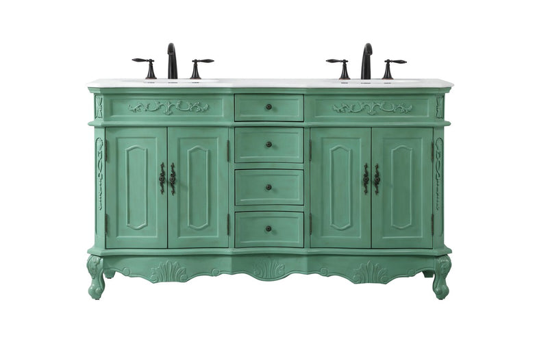 Elegant Lighting VF10160DVM-VW Double Bathroom Vanity, Vintage mint