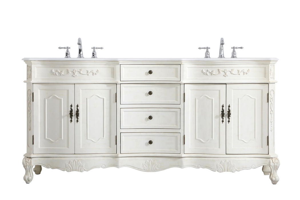 Elegant Lighting VF10172DAW-VW Double Bathroom Vanity, Antique white