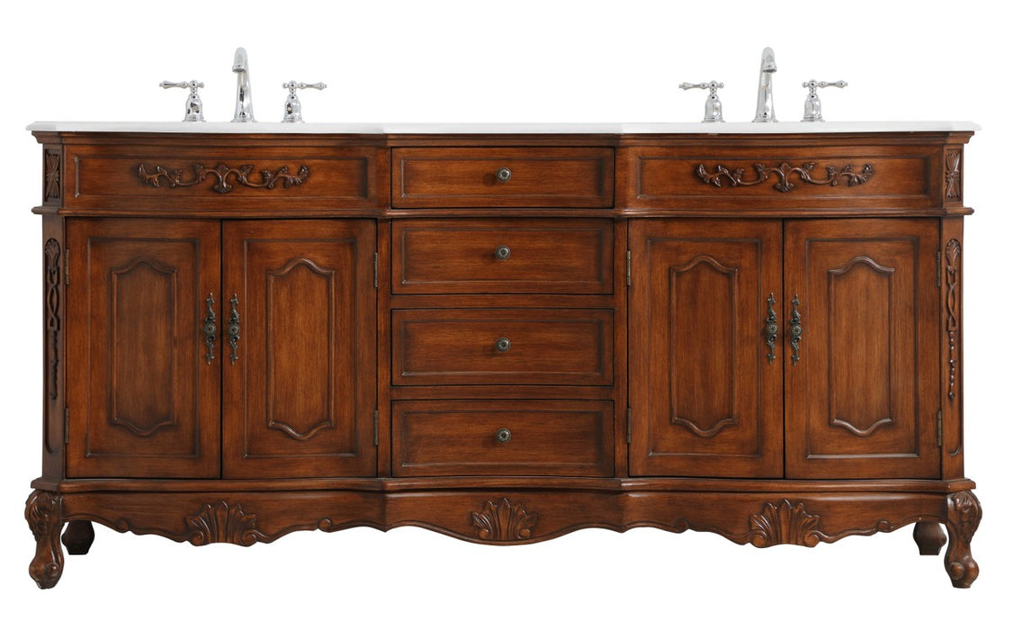 Elegant Lighting VF10172DTK-VW Double Bathroom Vanity, Teak