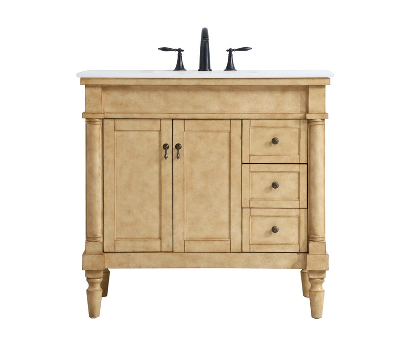 Elegant Lighting VF13036AB-VW Single Bathroom Vanity, Antique beige