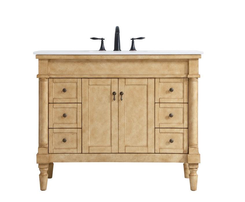 Elegant Lighting VF13042AB-VW Single Bathroom Vanity, Antique Beige