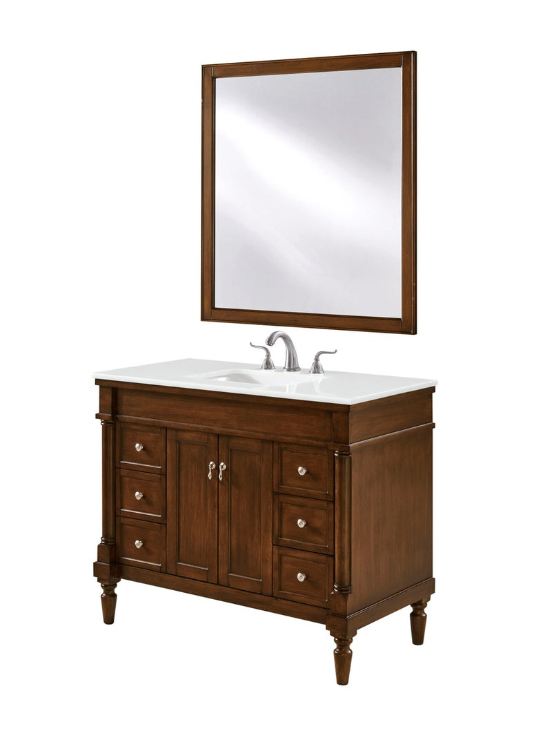 Elegant Lighting VF13042WT-VW Single Bathroom Vanity, Walnut