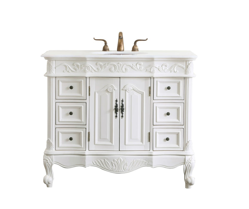 Elegant Lighting VF38842AW-VW Single Bathroom Vanity, Antique white