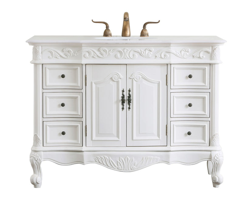 Elegant Lighting VF38848AW-VW Single Bathroom Vanity, Antique white