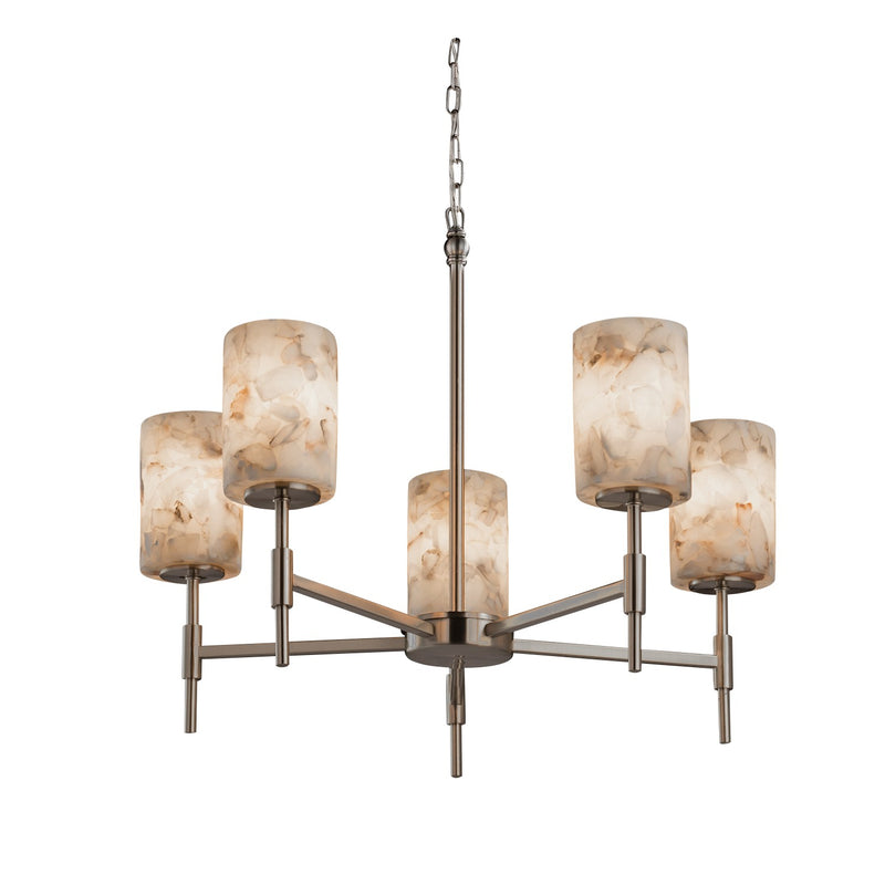 Justice Designs ALR-8410-10-NCKL Five Light Chandelier, Brushed Nickel