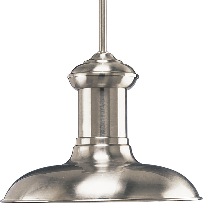 Progress Lighting P5024-09 One Light Pendant, Brushed Nickel
