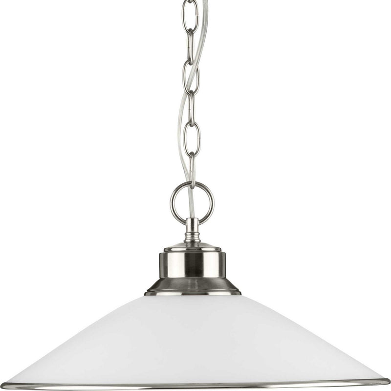 Progress Lighting P5013-09 One Light Pendant, Brushed Nickel