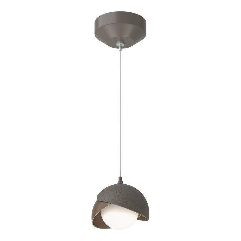 Hubbardton Forge 161183-SKT-STND-07-07-GG0711 One Light Mini Pendant, Dark Smoke
