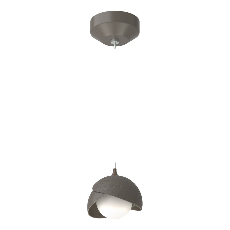 Hubbardton Forge 161183-SKT-STND-07-07-GG0711 One Light Mini Pendant, Dark Smoke