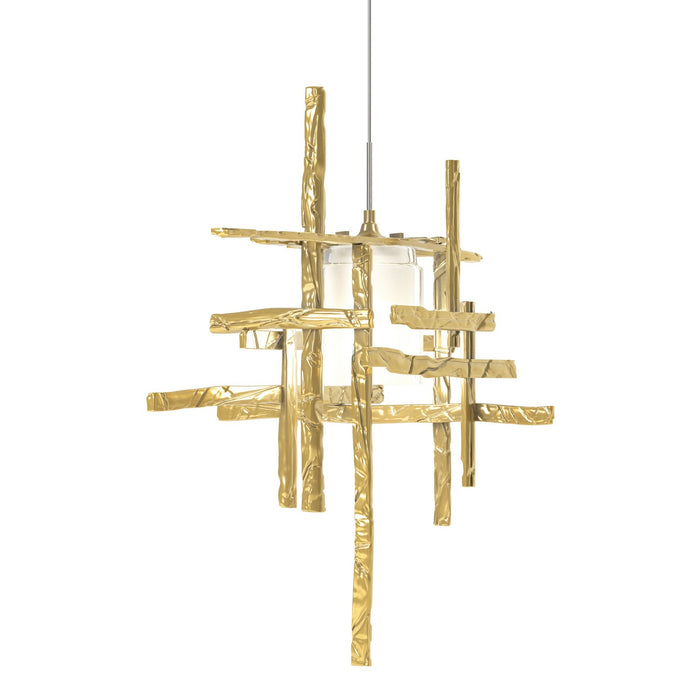 Hubbardton Forge 161185-SKT-STND-86-YC0305 One Light Mini Pendant, Modern Brass