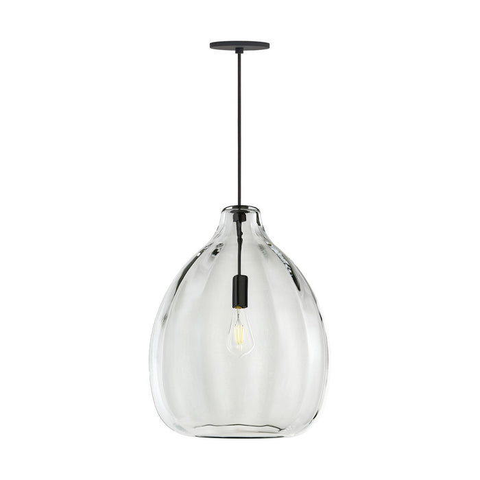 Visual Comfort Modern 700TDHARPCB One Light Pendant, Black