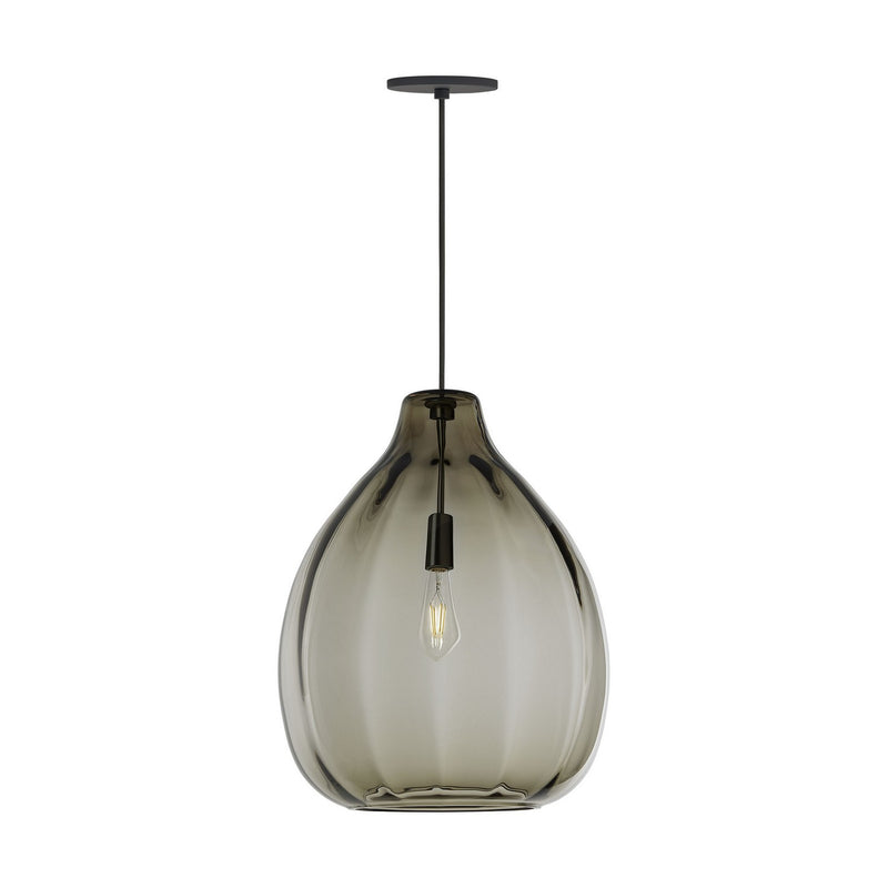 Visual Comfort Modern 700TDHARPKB One Light Pendant, Black