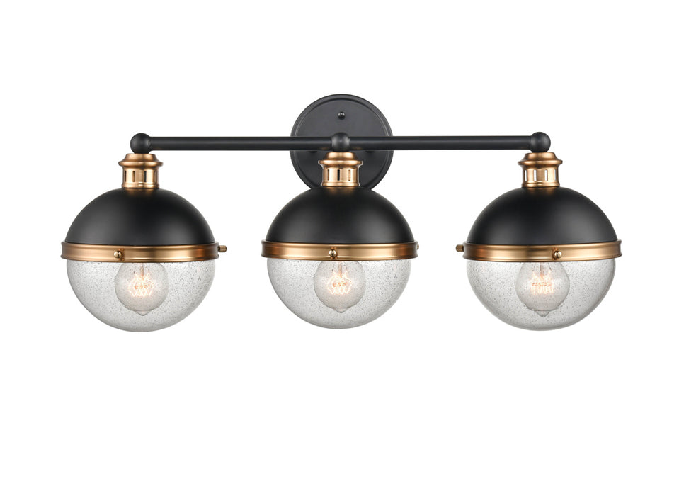 Millennium 4253-MB/AB Three Light Vanity, Matte Black/ Aged Brass