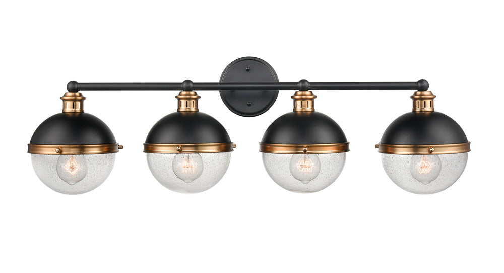 Millennium 4254-MB/AB Four Light Vanity, Matte Black/ Aged Brass