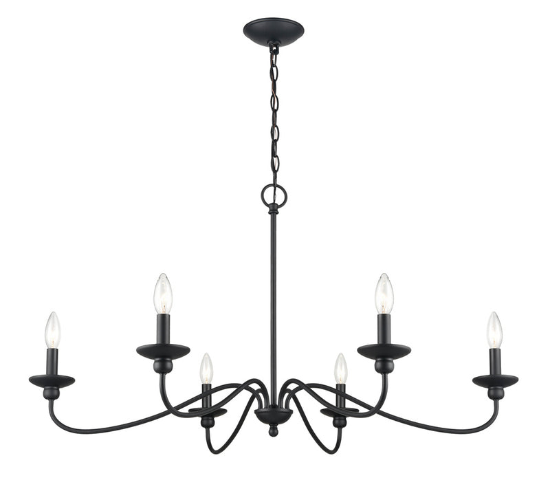 Millennium 4386-MB Six Light Chandelier, Matte Black