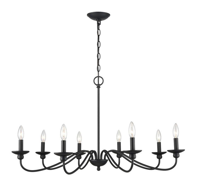 Millennium 4388-MB Eight Light Chandelier, Matte Black