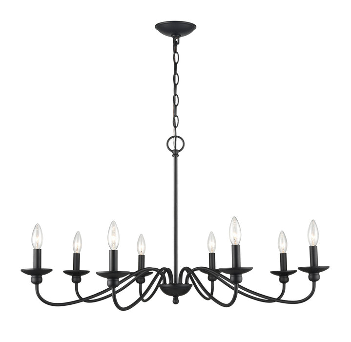 Millennium 4388-MB Eight Light Chandelier, Matte Black