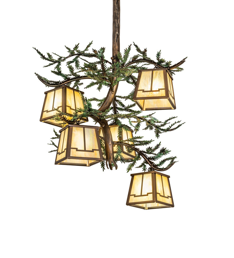 Meyda Tiffany 260185 Five Light Chandelier, Antique Copper W/Green Needles