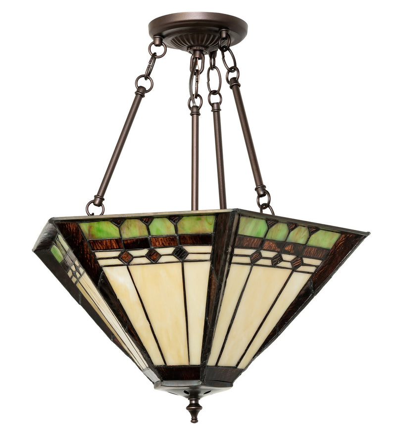 Meyda Tiffany 262190 Three Light Semi-Flushmount, Mahogany Bronze