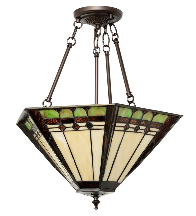 Meyda Tiffany 262190 Three Light Semi-Flushmount, Mahogany Bronze