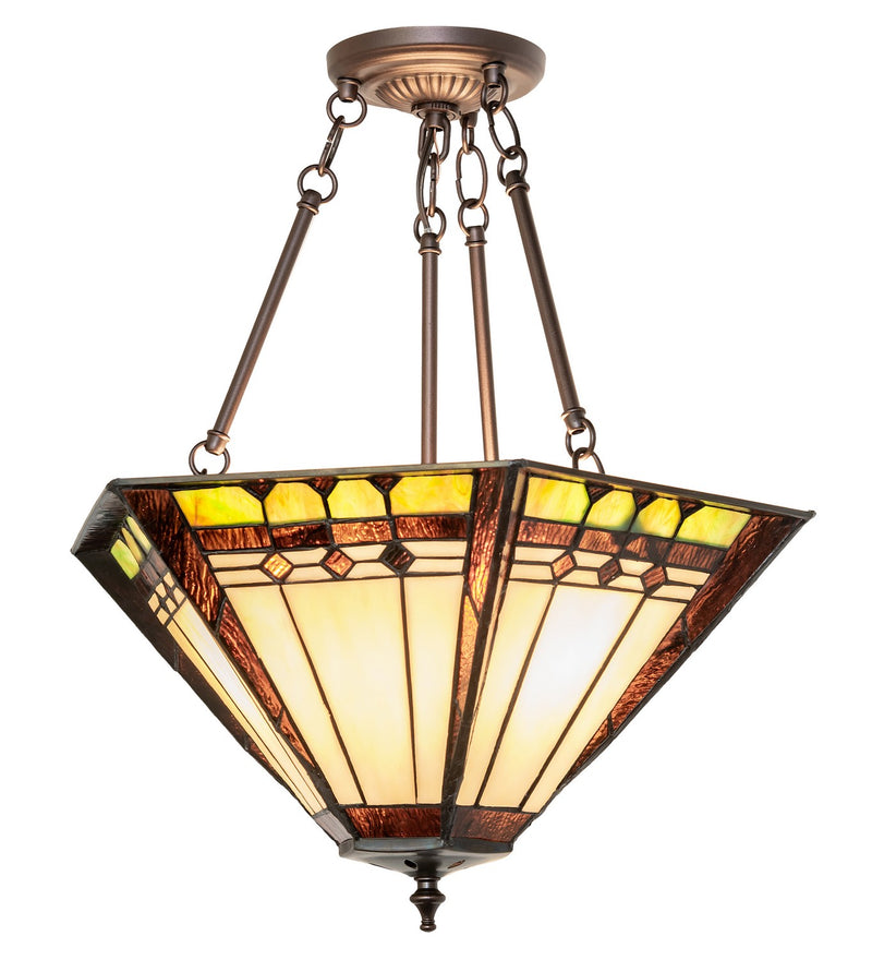 Meyda Tiffany 262190 Three Light Semi-Flushmount, Mahogany Bronze
