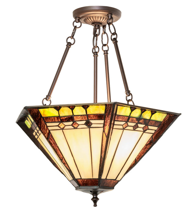 Meyda Tiffany 262190 Three Light Semi-Flushmount, Mahogany Bronze