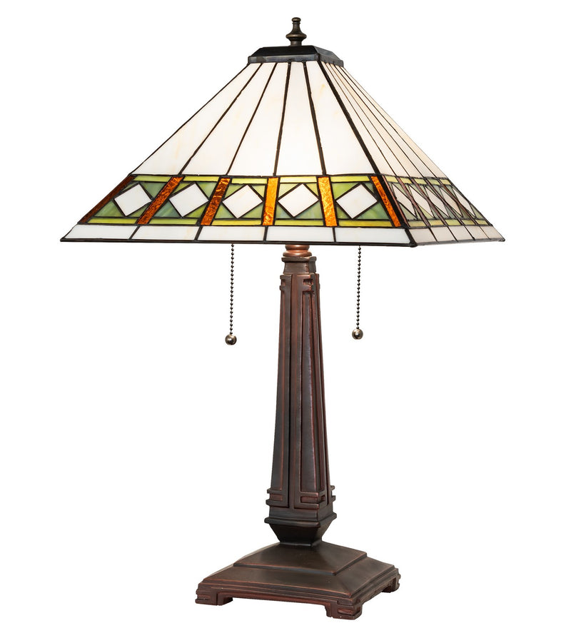 Meyda Tiffany 268327 Two Light Table Lamp, Mahogany Bronze