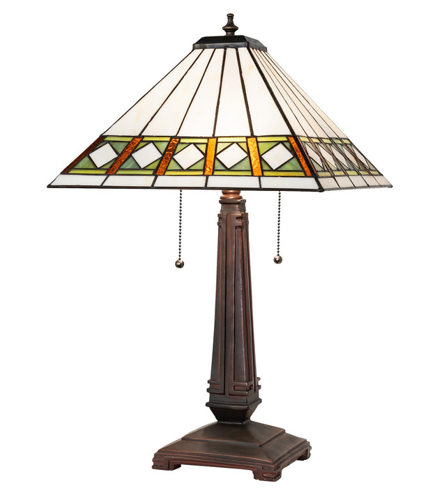 Meyda Tiffany 268327 Two Light Table Lamp, Mahogany Bronze