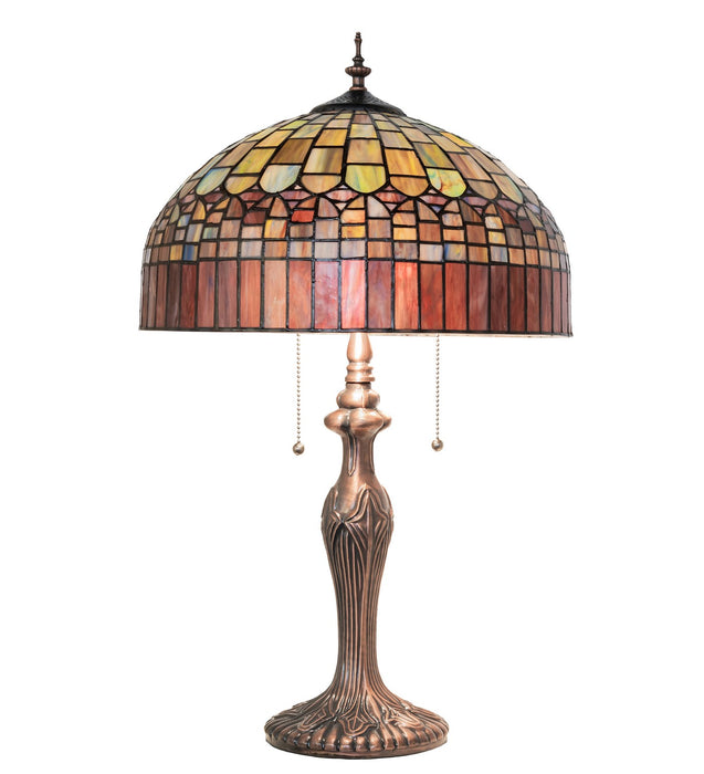 Meyda Tiffany 268772 Two Light Table Lamp, Mahogany Bronze