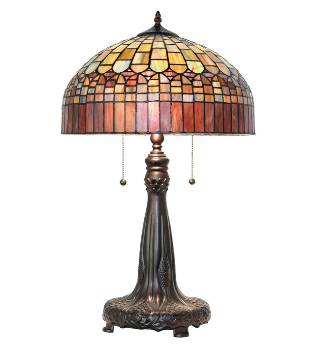Meyda Tiffany 68875 Two Light Table Lamp, Mahogany Bronze