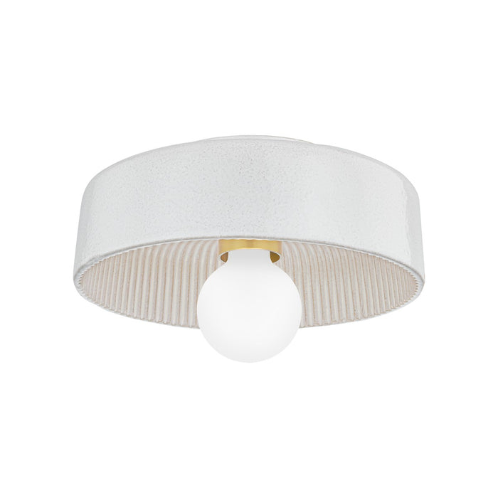 Mitzi H778501-AGB/CRW One Light Flush Mount, Aged Brass/ Ceramic Reactive White