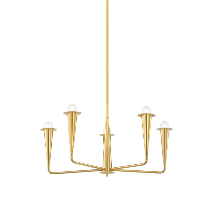 Mitzi H791805-AGB Five Light Chandelier, Aged Brass