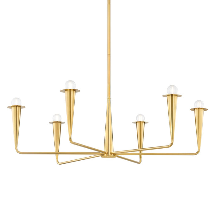 Mitzi H791806-AGB Six Light Chandelier, Aged Brass