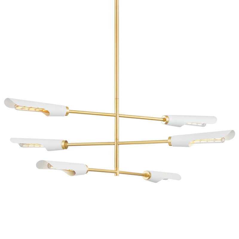 Mitzi H828806-AGB/SWH Six Light Chandelier, Aged Brass/Soft White