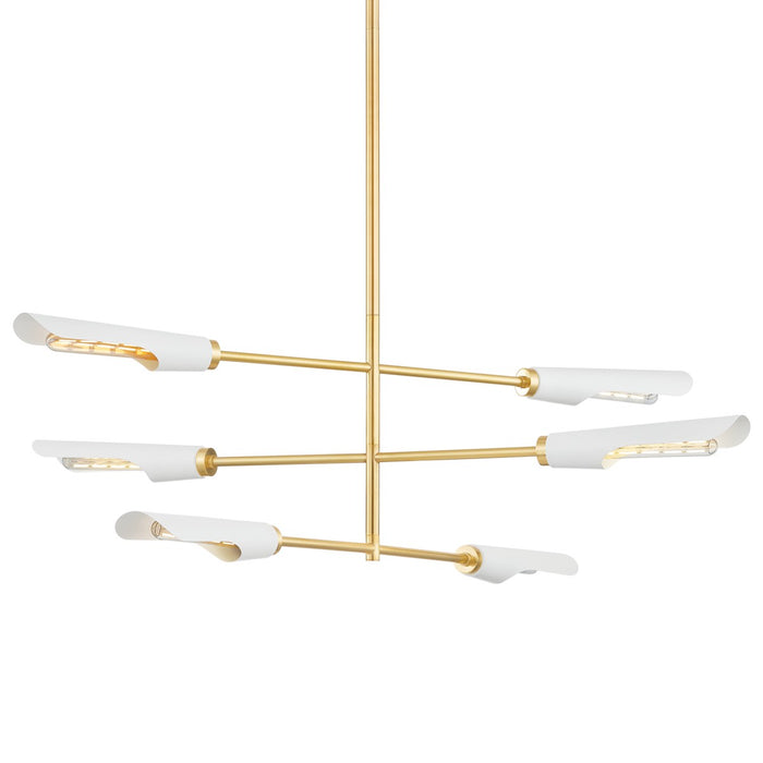 Mitzi H828806-AGB/SWH Six Light Chandelier, Aged Brass/Soft White
