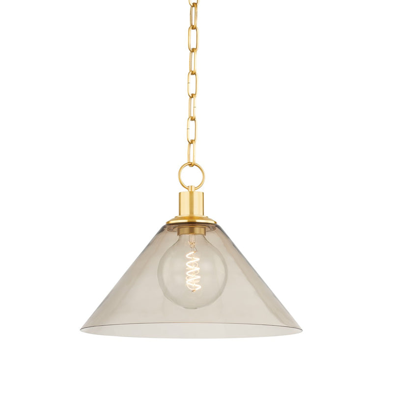 Mitzi H829701L-AGB One Light Pendant, Aged Brass