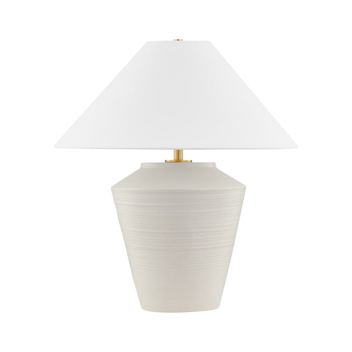 Mitzi HL827201-AGB/CWT One Light Table Lamp, Aged Brass/ Ceramic Whitewash Terracotta