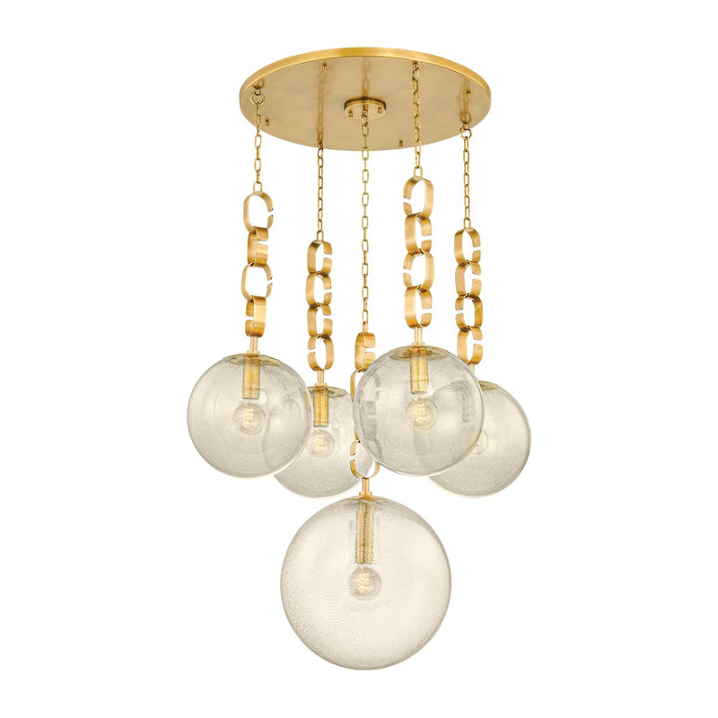 Corbett Lighting 374-38-VB Five Light Chandelier, Vintage Brass