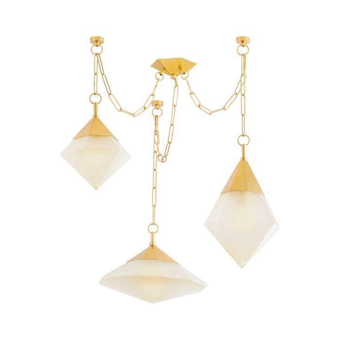 Corbett Lighting 383-58-VPB Three Light Chandelier, Vintage Polished Brass