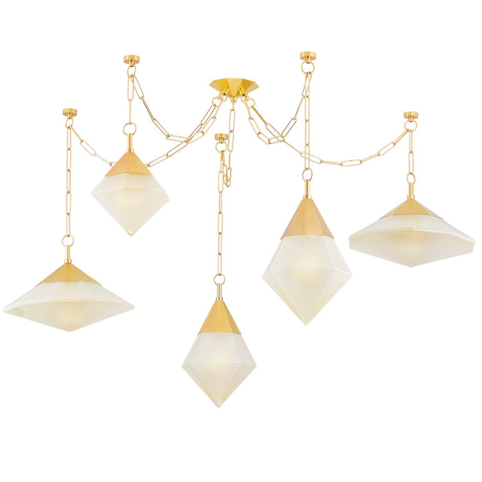 Corbett Lighting 383-59-VPB Five Light Chandelier, Vintage Polished Brass