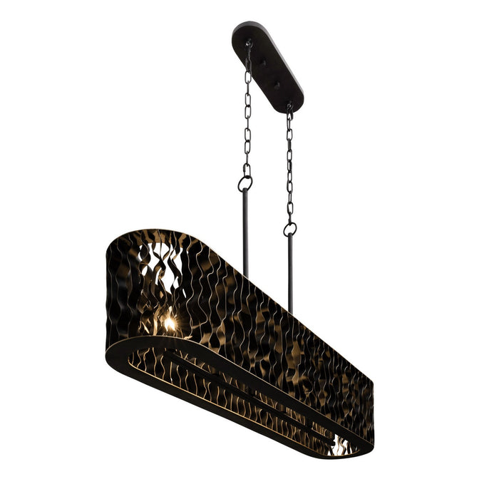 Varaluz 380N06MBFG Six Light Linear Pendant, Matte Black/French Gold