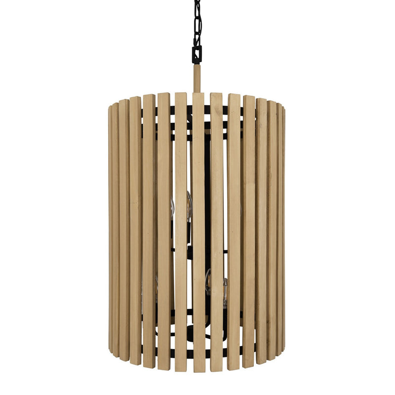 Varaluz 387F06MBH Six Light Foyer Pendant, Matte Black/Honey Blonde